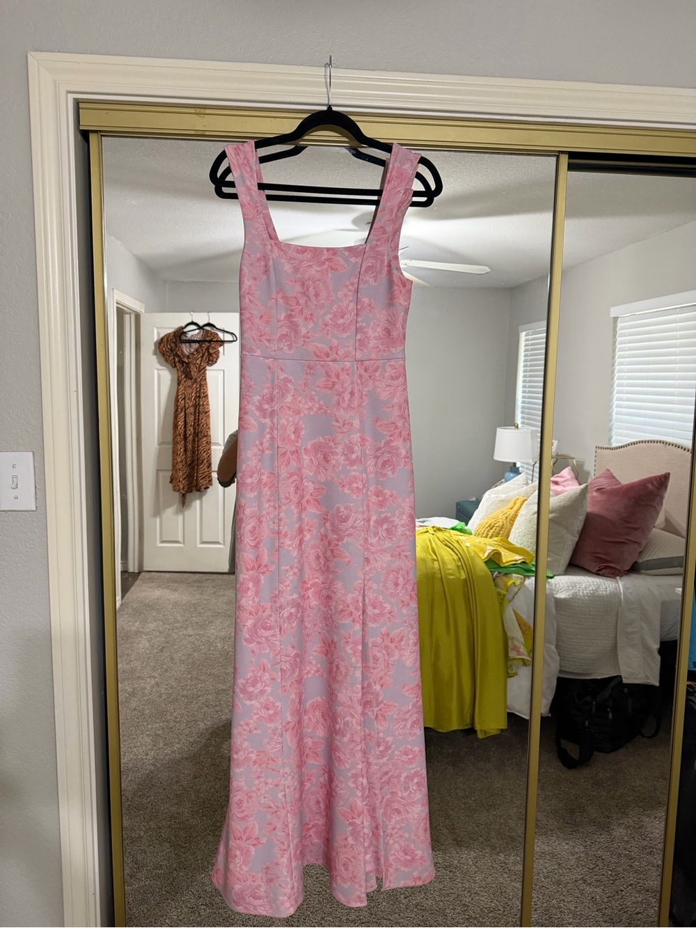 Show Me Your MuMu Pink Floral Square-Neck Maxi Dress